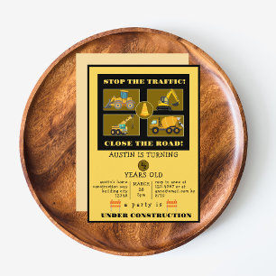 Baustellenfahrzeuge   Kindergeburtstagsfeier Save The Date