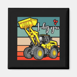 Baustellenfahrzeuge Valentinsherzen Bagger Magnet