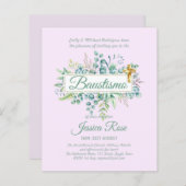 Baustismo Einladung Eukalyptus Grünes BUDGET (Vorne/Hinten)