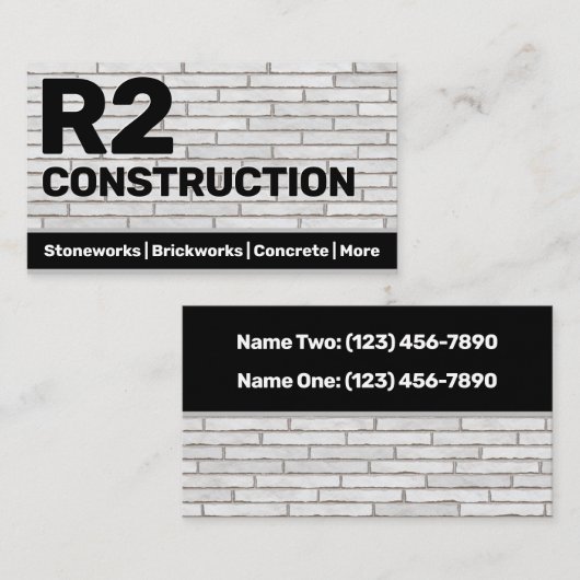 Baustonemason Brick Works Custom Visitenkarte (Vorne/Hinten)