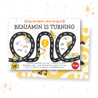 Baustraßen 1. Geburtstag Einladung