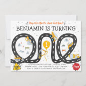 Baustraßen 1. Geburtstag Einladung (Vorderseite)