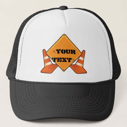 BAUSTRASSENZEICHEN ZURÜCK,<YOUR TEXT> TRUCKERKAPPE (Vorderseite)