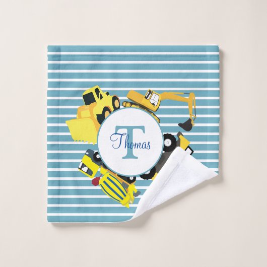 Baustuben Blauer Streifen Monogramm Badhandtuch Set (Waschlappen)