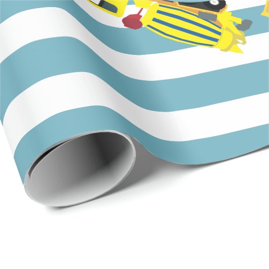 Baustuben Blauer Streifen Monogramm Geschenkpapier (Rolleneckpunkt)