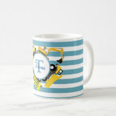 Baustuben Blauer Streifen Monogramm Kaffeetasse (VorderseiteRechts)