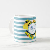 Baustuben Blauer Streifen Monogramm Kaffeetasse (Vorderseite Links)