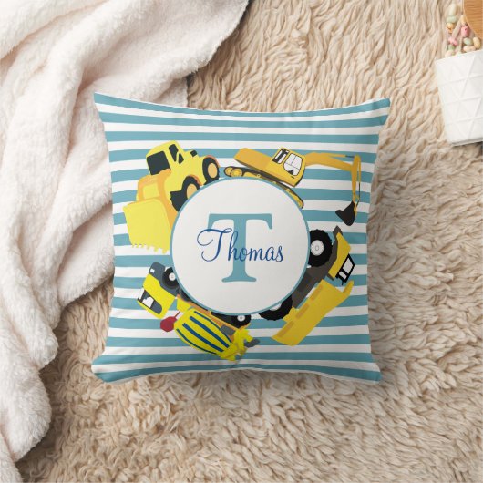 Baustuben Blauer Streifen Monogramm Kissen (Decke)