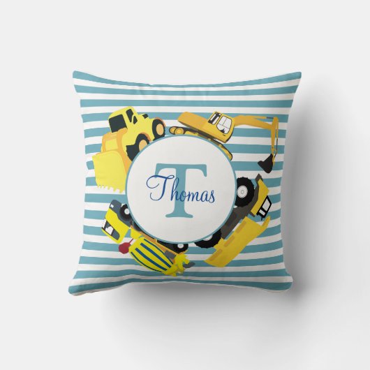 Baustuben Blauer Streifen Monogramm Kissen (Rückseite)