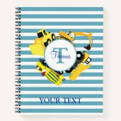 Baustuben Blauer Streifen Monogramm Notizblock (Vorderseite)