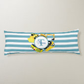 Baustuben Blauer Streifen Monogramm Seitenschläferkissen (Rückseite)