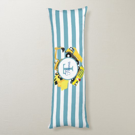 Baustuben Blauer Streifen Monogramm Seitenschläferkissen (Rückseite (Vertikal))