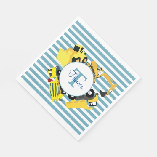 Baustuben Blauer Streifen Monogramm Serviette (Ecke)