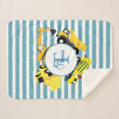 Baustuben Blauer Streifen Monogramm Sherpadecke (Vorderseite (Horizontal))