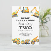 Baustumpf Alles LKW 2. Geburtstag Einladung (Stehend Vorderseite)