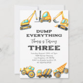 Baustumpf Alles LKW 3. Geburtstag Einladung (Vorderseite)