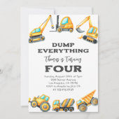 Baustumpf Alles LKW 4. Geburtstag Einladung (Vorderseite)