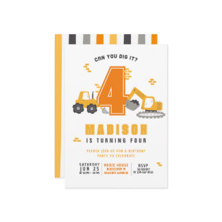 Baustumpf Kindergeburtstag Party Einladung