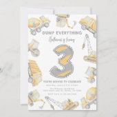 Baustumpf LKW 3. Geburtstag Party Einladung (Vorderseite)