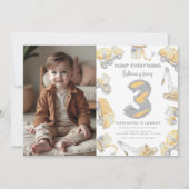 Baustumpf LKW 3. Geburtstag Party Einladung (Vorderseite)