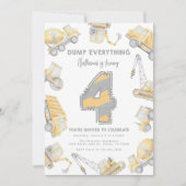 Baustumpf LKW 4. Geburtstag Party Einladung (Vorderseite)