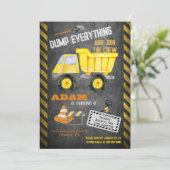 Baustumpf LKW Geburtstagseinladung Einladung (Stehend Vorderseite)