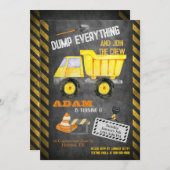 Baustumpf LKW Geburtstagseinladung Einladung (Vorne/Hinten)