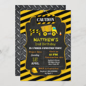 Baustumpf LKW Geburtstagseinladungen Einladung (Vorne/Hinten)