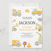 Baustumpf LKW Geburtstagsparty Einladung (Vorderseite)