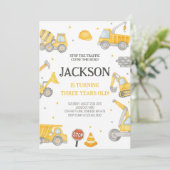 Baustumpf LKW Geburtstagsparty Einladung (Stehend Vorderseite)