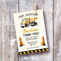 Baustumpf LKW Geburtstagsparty Einladung