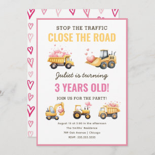 Baustumpf LKW Herzstück Geburtstagseinladung Einladung