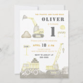 Baustumpf Lkw Kinder erste Geburtstagsparty Einladung (Vorderseite)