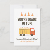 Baustumpf Lkw Kinder Klassenzimmer Valentine Mitteilungskarte (Vorderseite)