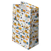Baustumpf LKW Muster Party Kleine Geschenktüte (Rückseite Schrägansicht)