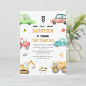 Baustumpf Lkw Party Geburtstag Einladung (Stehend Vorderseite)