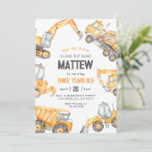 Baustumpf LKW Party Junge Geburtstag Einladung (Stehend Vorderseite)