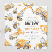 Baustumpf LKW Party Junge Geburtstag Einladung (Vorne/Hinten)