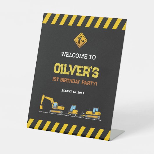 Baustumpf LKWs Party Dekoration Willkommenszeichen Sockelschild (Vorderseite)