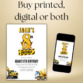 Baustumpf Truck Achte Geburtstagspartei Einladung