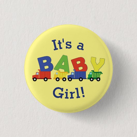 Baustumpf Truck Baby Shower Boy Button (Vorderseite)