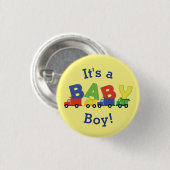 Baustumpf Truck Baby Shower Boy Button (Vorne & Hinten)
