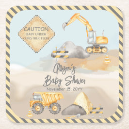 Baustumpf Truck Boy Babydusche Rechteckiger Pappuntersetzer