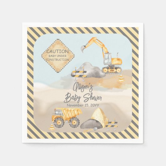 Baustumpf Truck Boy Babydusche Serviette (Vorderseite)