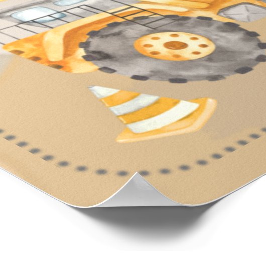 Baustumpf Truck Boy Babyduschzeichen Poster (Ecke)