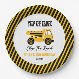 Baustumpf Truck Bulldozer Geburtstagsparty Pappteller