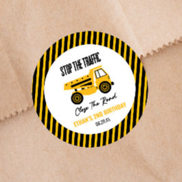 Baustumpf Truck Bulldozer Geburtstagsparty Runder Aufkleber