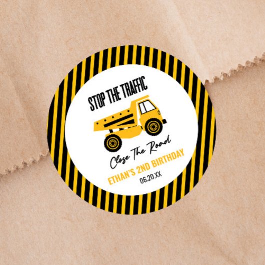 Baustumpf Truck Bulldozer Geburtstagsparty Runder Aufkleber