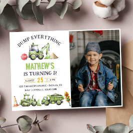 Baustumpf Truck Digger 5. Geburtstag Foto Einladung