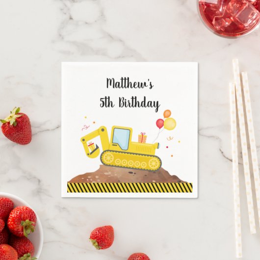 Baustumpf Truck Digger Boy Geburtstag Serviette (Beispiel)